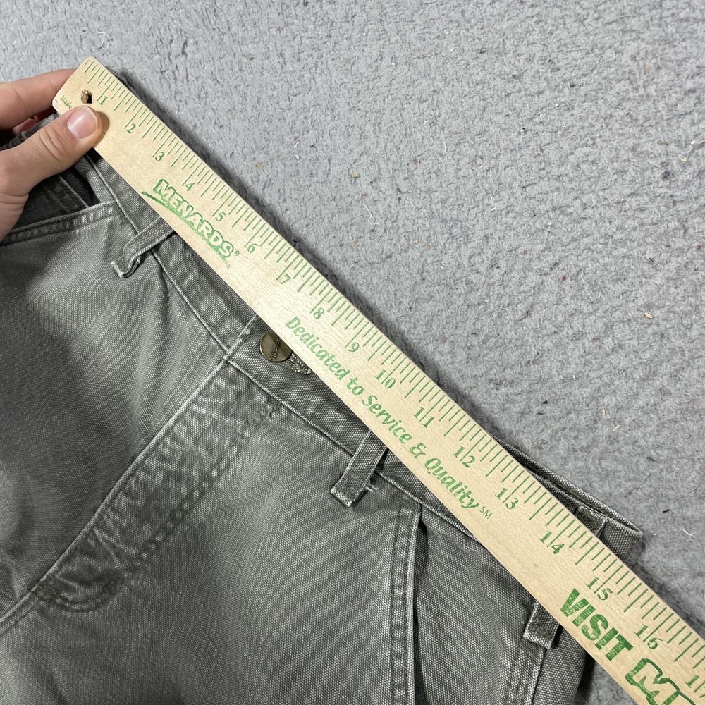 Carhartt Pants Mens 30x30 Green Flannel Lined Canvas Carpenter Relaxed Workwear - Picture 8 of 14